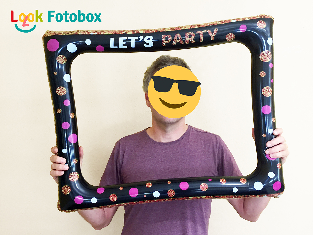 Look-Fotobox - Fotorequisiten, aufblasbarer Bilderrahmen, Let's Party